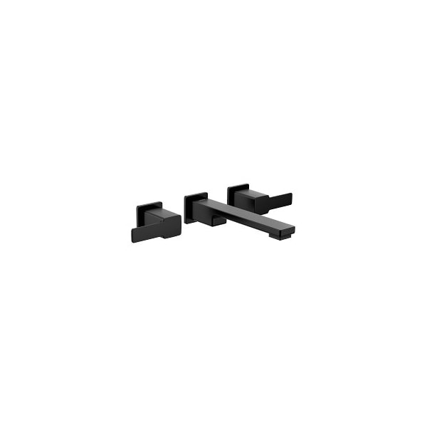 90 Degree Two-Handle Wall Mount Bathroom Faucet in Matte Black